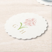Whimsical Floral Line gezeichnet Rose Hochzeit Untersetzer (angewinkelt)