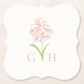 Whimsical Floral Line gezeichnet Rose Hochzeit Untersetzer (Vorderseite)