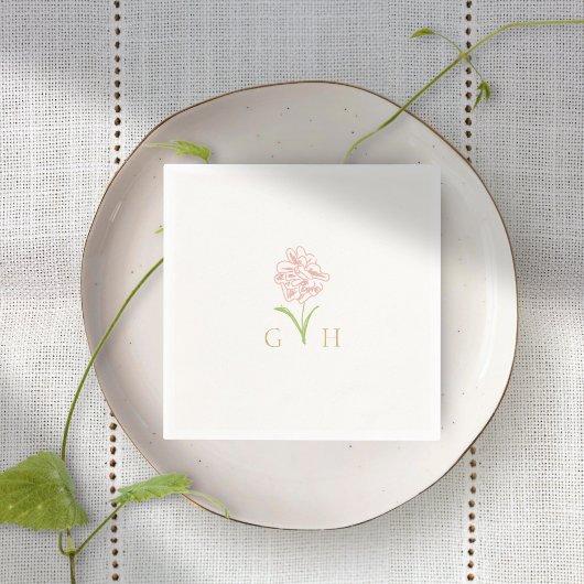 Whimsical Floral Line gezeichnet Rose Napkins Serviette