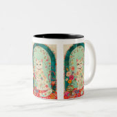 Whimsical Floral Meadow Cat Art Zweifarbige Tasse (VorderseiteRechts)