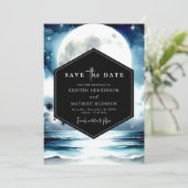 Whimsical Floral Moonlit Wedding Save The Date (Stehend Vorderseite)