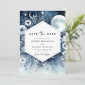 Whimsical Floral Moonlit Wedding Save The Date (Stehend Vorderseite)