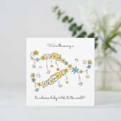 Whimsical Floral New Baby Card Dusche (Stehend Vorderseite)