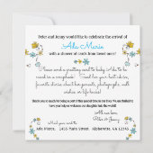 Whimsical Floral New Baby Card Dusche (Rückseite)