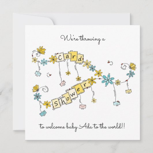 Whimsical Floral New Baby Card Dusche (Vorderseite)