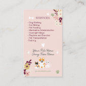 Whimsical floral niedlich klassisch Haustier Sitte Visitenkarte (Rückseite)