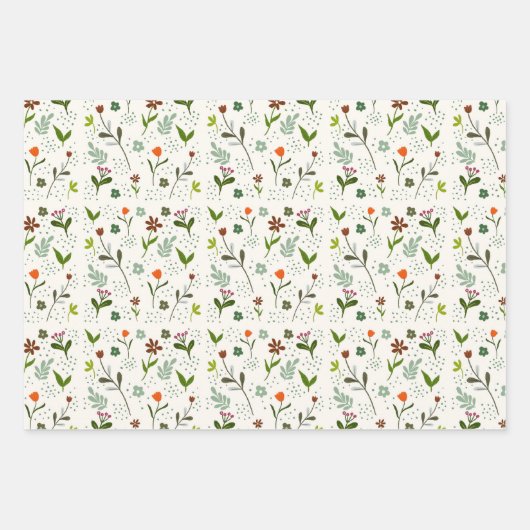 Whimsical Floral Pattern – Hand-Drawn Wildflower  Geschenkpapier Set (Vorderseite 2)