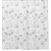Whimsical Floral Pattern in Black and White Duschvorhang (Vorderseite)