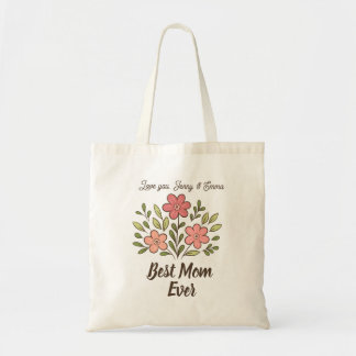 Whimsical Floral Personalized Best Mom Tote Bag Tragetasche