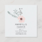 Whimsical Floral Pink Grau Schwarz Gemusterte Blum Quadratische Visitenkarte (Rückseite)