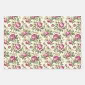 Whimsical Floral Pink Peony Blooms und Buds Geschenkpapier Set (Vorderseite)