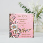 Whimsical Floral Pink Romance Einladung Hochzeit (Stehend Vorderseite)