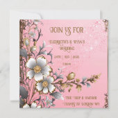 Whimsical Floral Pink Romance Einladung Hochzeit (Vorderseite)