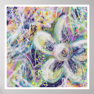 Whimsical Floral Print Original Art Poster