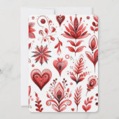 Whimsical Floral Red Elegante Bold Holiday Wedding Einladung (Rückseite)
