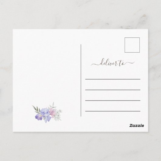 Whimsical Floral Romantic Wedding Save the Date Postkarte (Rückseite)