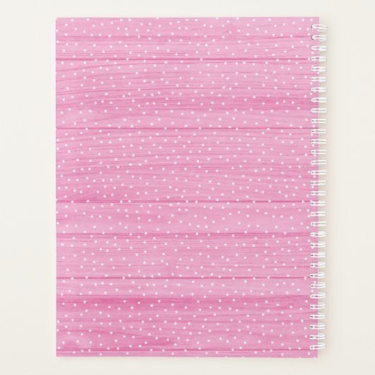 Whimsical Floral Rose & Rustic Pink Wood Girl Planer (Rückseite)