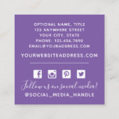 Whimsical Floral Rose & Rustic Wood Social Media Quadratische Visitenkarte (Rückseite)