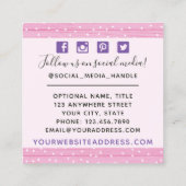 Whimsical Floral Rose & Rustic Wood Social Media Quadratische Visitenkarte (Rückseite)