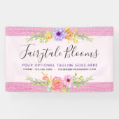 Whimsical Floral Rose Rustikal Pink Girly Simple Banner (Horizontal)