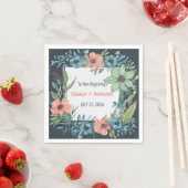 Whimsical Floral Salmon Blue Green Wedding Serviette (Beispiel)