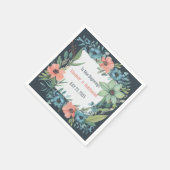 Whimsical Floral Salmon Blue Green Wedding Serviette (Ecke)