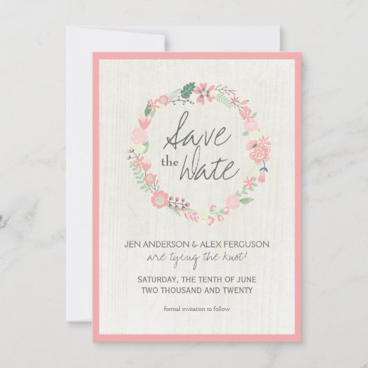 Whimsical Floral Save the Date Wedding Card (Vorderseite)