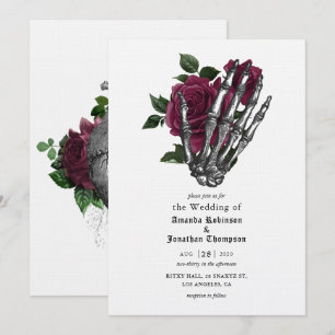 Whimsical Floral Skelett Gothic Wedding Einladung