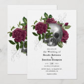 Whimsical Floral Skull Gothic Hochzeitseinladung Einladung (Vorne/Hinten)
