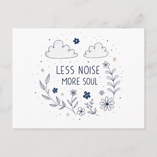 Whimsical Floral Soul Quote Line Art Postkarte (Vorderseite)