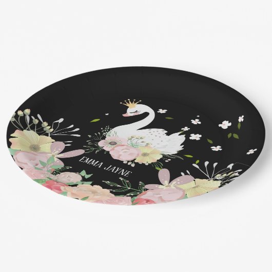 Whimsical Floral Swan Birthday Paper Teller (Schrägansicht)