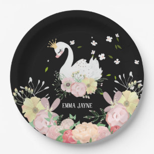 Whimsical Floral Swan Birthday Paper Teller