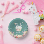 Whimsical Floral Swan Geburtstag Pappteller (Party)