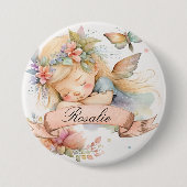 Whimsical Floral Sweet Dreams Schlafmädchen Button (Vorderseite)