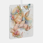 Whimsical Floral Sweet Dreams Schlafmädchen Ornament Aus Metall (Vorderseite Rechts)