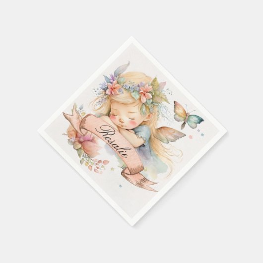 Whimsical Floral Sweet Dreams Schlafmädchen Serviette (Ecke)