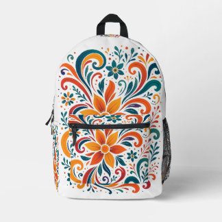 Whimsical Floral Swirl Backpack Bedruckter Rucksack
