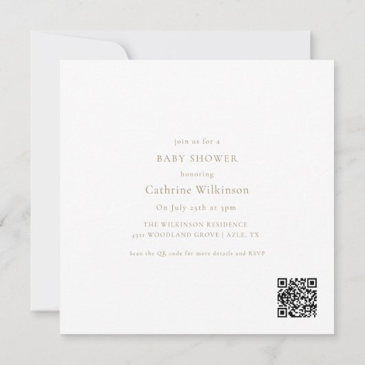 Whimsical Floral Teddy Bear Baby Shower QR code Einladung (Rückseite)