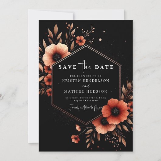 Whimsical Floral Terracotta Wedding Save The Date (Vorderseite)