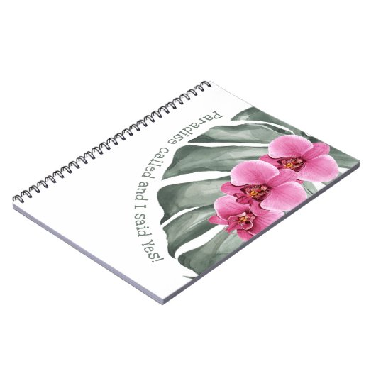 Whimsical Floral Tropical Zitat Paradies genannt Notizblock (Linke Seite)