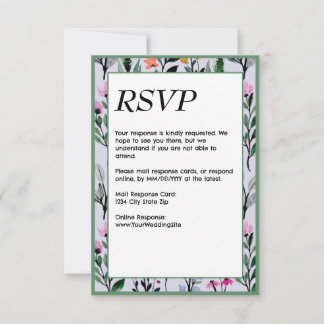 Whimsical Floral Watercolor Wedding RSVP Karte