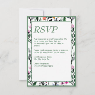 Whimsical Floral Watercolor Wedding RSVP Karte