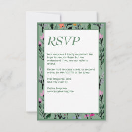 Whimsical Floral Watercolor Wedding RSVP Karte