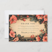 Whimsical Floral Wedding Art Nouveau Dankeskarte (Vorderseite)