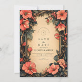 Whimsical Floral Wedding Art Nouveau Save The Date (Vorderseite)