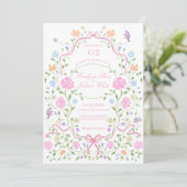 Whimsical Floral Wedding Einladung (Stehend Vorderseite)