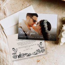 Whimsical Floral Wedding Foto Danke Karte