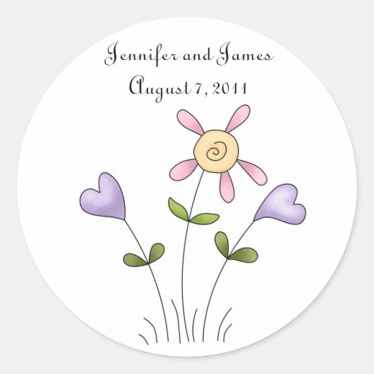 Whimsical Floral Wedding Sticker (Vorderseite)