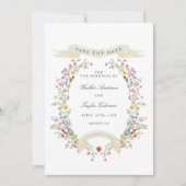 Whimsical Floral Wedding Wappen Garden Save The Date (Vorderseite)
