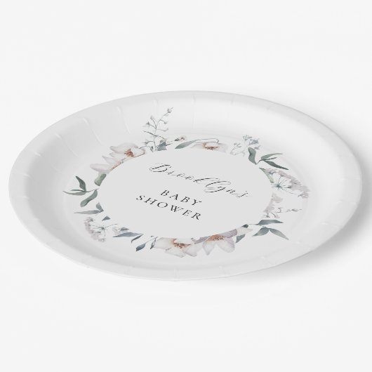 Whimsical Floral Wildblume Spring Baby Duschvorric Pappteller (Schrägansicht)